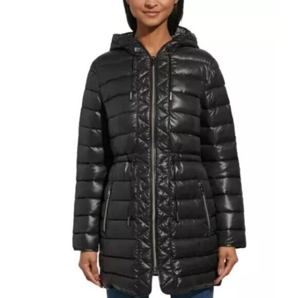 Kenneth Cole Ladies' Quilted Anorak Jacket Color Black /‎ Size Small / New - Picture 1 of 13